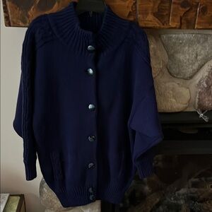 New vintage oversized Navy Blue Button-Up Cardigan